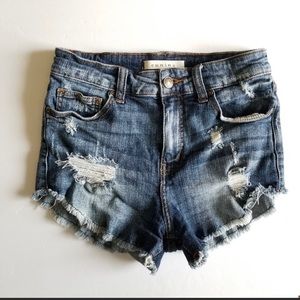 Eunina! High Rise Distressed Shorts!